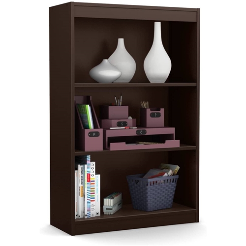 3-Shelf Bookcase in Chocolate Brown - Made from CARB Compliant Particle Board