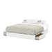 King size Modern Platform Bed with Storage Drawers in White Finish