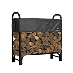 Outdoor Firewood Rack 4-Ft Steel Frame Wood Log Storage with Cover