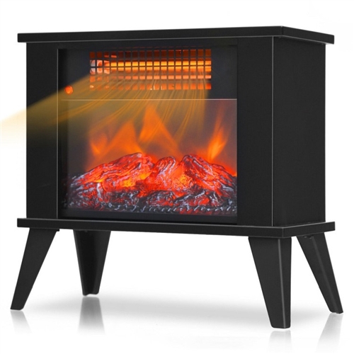 Small Portable Electric Fireplace Heater w/ Realistic Flame Effect