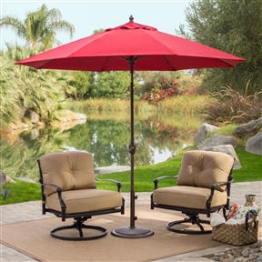 Sunbrella 9-Ft Patio Umbrella with Deluxe Tilt in Antique Bronze with Red Shade