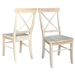 Set of 2 - Unfinished Wood Dining Chairs with X-Back Seat Backrest