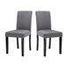 Set of 2 - Grey Fabric Dining Chairs with Black Wood Legs