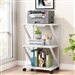 Modern 3-Shelf White Metal Wood Printer Stand Rolling Home Office Storage Cart