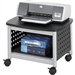 Under-Desk Printer Stand Mobile Office Cart in Black and Silver