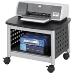 Under-Desk Printer Stand Mobile Office Cart in Black and Silver