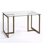 Modern 47-inch x 31-inch Tempered Glass Top Dining Table with Gold Metal Frame