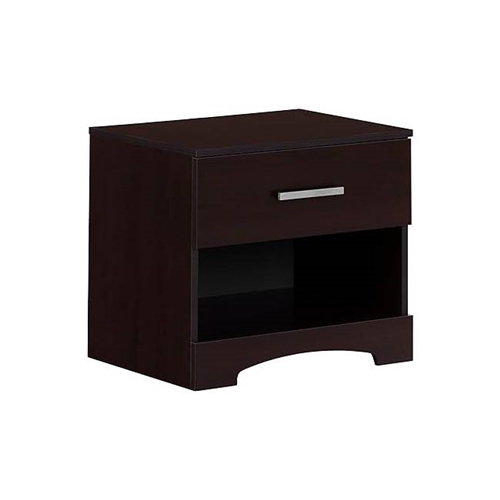 Modern 1 Drawer Nightstand End Side Table Storage in Dark Brown