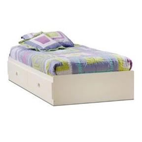 White Twin Size Mates Platform Bed with 2 Drawers