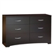 Modern 6-Drawer Bedroom Dresser in Chocolate Wood Finish