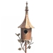 Outdoor Copper Finish Iron Gramophone Roof Birdhouse with Garden Stake