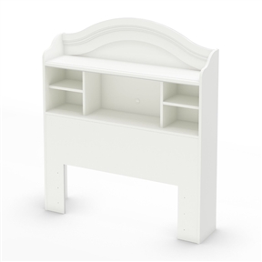 Twin size Arched Bookcase Headboard in White Wood Finish