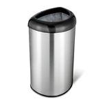 Stainless Steel Black Open Top 13-Gallon Kitchen Trash Can with No Lid