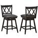 Set of 2 Black Wood 24-in Counter Height Farmhouse Swivel Cushion Seat Barstools