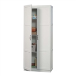 White Wardrobe Storage Cabinet with 4 Shelves and Panel Doors