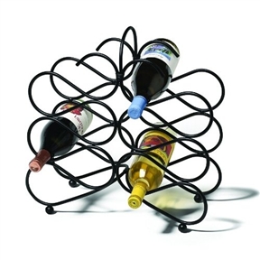 Scrolling Downward Angle Wine Rack in Black