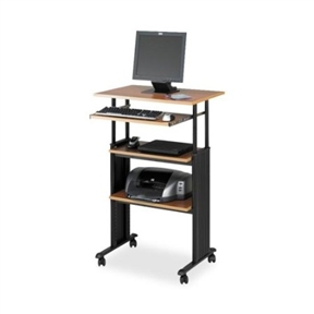 Adjustable Height Stand Up Office Desk in Medium Oak