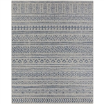 2 ft. x 3 ft. Blue Grey Chevron Coastal Boho Style Indoor Outdoor Area Rug