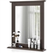 27-in x 22.5-in Bathroom Wall Mirror with Shelf in Dark Brown Wood Finish