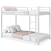 Twin over Twin Low Profile Modern Bunk Bed Frame in White Metal Finish