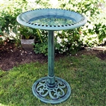 Outdoor Garden Bird Bath Bowl with Stand in Green Bronze Finish