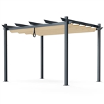 Modern 10 x 12 Ft Outdoor Sturdy Pergola Gazebo with Retractable Beige Canopy
