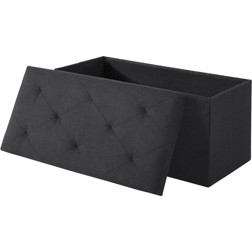 30-in Black Linen Upholstered Bedroom Living Room Entryway Storage Bench Ottoman