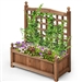 Natural Fir Wood Outdoor Garden Planter Box with 30-inch High Trellis