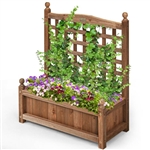 Natural Fir Wood Outdoor Garden Planter Box with 30-inch High Trellis