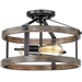 Round 12-inch Ceiling Light with Rattan Bamboo Drum Shade - Semi Flush Mount