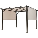 Modern 10 x 10 Ft Heavy Duty Metal Frame Pergola Gazebo with Beige Canopy