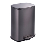 13 Gallon Black Stainless Steel Kitchen Trash Can with Step Open Lid