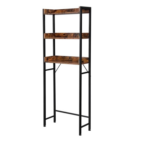 Rustic Farmhouse 3 Tier Over The Toilet Metal Wood Storage Shelves
