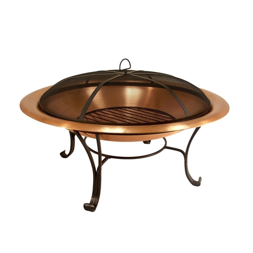 30-inch Copper Fire Pit with Steel Stand and Sprak Screen