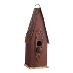 Outdoor Garden Rustic Brown Solid Wood and Iron Bird House