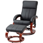 Adjustable Black Faux Leather Electric Remote Massage Recliner Chair w/ Ottoman