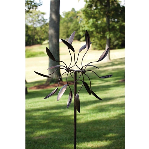 6-Ft Tall Bronze Finish Metal Wind Spinner Spinnin