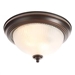 Round 11-inch Bronze Finish Ceiling Light with Frosted Glass Shade - Flush Mount
