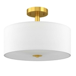 3-Light Glass Drum Pendant Lamp Ceiling Lighting Fixture with Semi Flush Mount