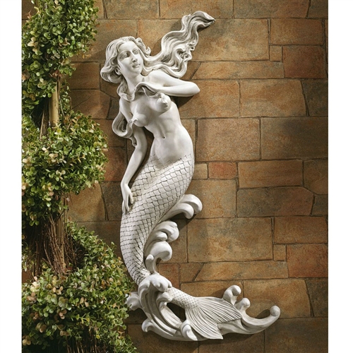 Outdoor Patio Wall Decor Mermaid Wall-Mounted Garden Statue