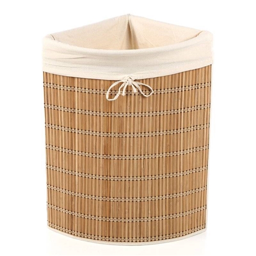 Corner PE Wicker Rattan Laundry Hamper Dirty Clothes Basket with Liner