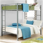 Twin over Twin Modern Metal Bunk Bed Frame in Silver Finish