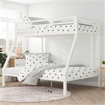 Twin over Full Modern Metal Bunk bed Frame in White with Ladder