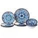 12-Piece Melamine Dinnerware Plates Bowls Set with Blue Floral Pattern