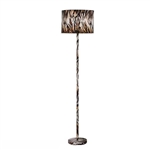 Animal Print Floor Lamp with Tiger Stripe Faux Suede Drum Shade