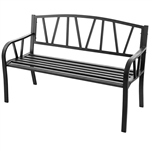 Black Metal 2-Person Outdoor Garden Bench with Armrest - 660 lbs. Max Weight