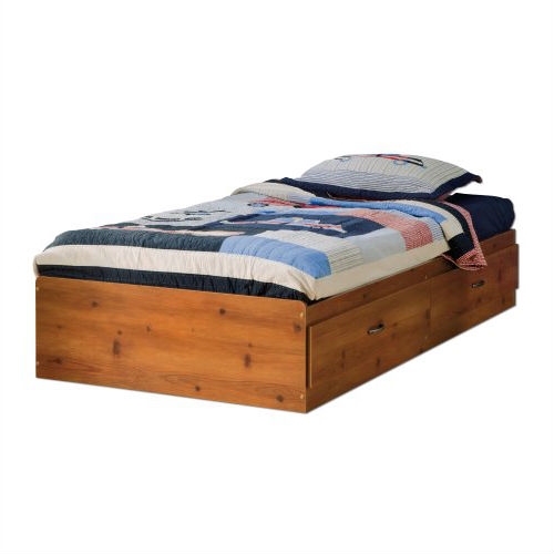 Twin size Platform Bed Daybed with Storage Drawers in Pine Wood Finish