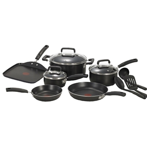 12-Piece Nonstick Dishwasher Safe Cookware Set in Black