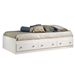 Twin Size Mates Platform Bed in White/Maple with 2 Storage Drawers