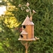 Cast Iron Metal Birdhouse with Pole and Stake in Copper Finish